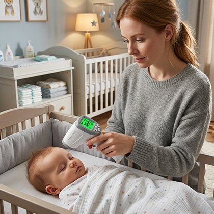 thermomètre frontal qui rassure maman