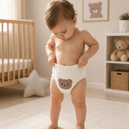 bébé remonte facilement sa culotte d'apprentissage