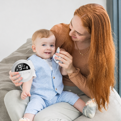 maman utilise le mouche-bébé électronique sereinement