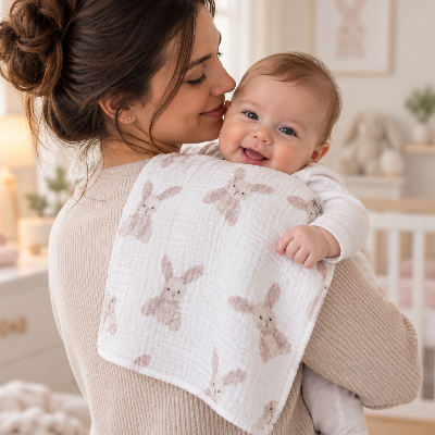 maman utilise un lange bébé lors du rot
